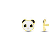 Panda Figürlü Altın Çocuk Küpe - 14K - 0.99gr