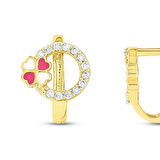 Altın Çiçek Figürlü Çocuk Küpe - 14K