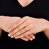 Taşlı Tasarım Altın Yüzük - 14K - 1.90gr