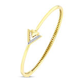 Taşlı Tasarım Altın Kelepçe Bilezik - 14K - 6.10gr