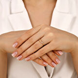 Taşlı Tasarım Altın Yüzük - 14K - 1.03gr