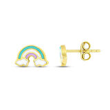 Gökkuşağı Figürlü Altın Çocuk Küpe - 14K - 1.44gr