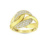 Taşlı Tasarım Altın Yüzük - 14K - 4.08gr