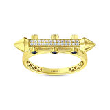 Taşlı Tasarım Altın Yüzük - 14K - 3.43gr