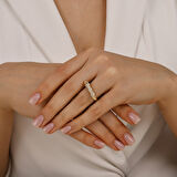 Taşlı Tasarım Altın Yüzük - 14K - 3.60gr