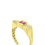 Renkli Taşlı Altın Yüzük - 14K - 2.88gr