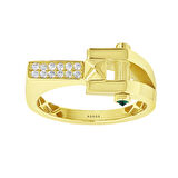 Taşlı Tasarım Altın Yüzük - 14K - 3.24gr