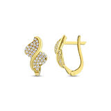 Taşlı Tasarım Altın Küpe - 14K - 2.36gr