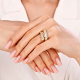 Taşlı Tasarım Altın Yüzük - 14K - 3.42gr