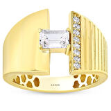 Taşlı Tasarım Altın Yüzük - 14K - 3.32gr