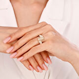 Taşlı Tasarım Altın Yüzük - 14K - 3.09gr