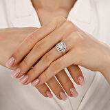 Altın Baget Taşlı Tasarım Yüzük - 14K