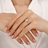 Altın Baget Taşlı Tasarım Yüzük - 14K