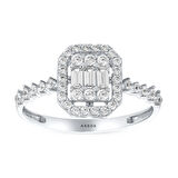 Altın Baget Taşlı Tasarım Yüzük - 14K