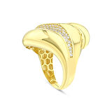 Altın Taşlı Tasarım Yüzük - 14K