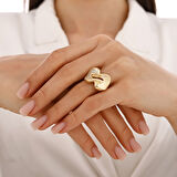 Altın Taşlı Tasarım Yüzük - 14K