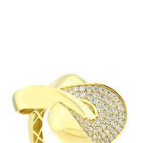 Altın Taşlı Tasarım Yüzük - 14K