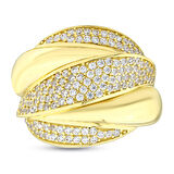 Altın Taşlı Tasarım Yüzük - 14K