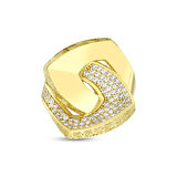 Altın Taşlı Tasarım Yüzük - 14K