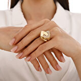 Altın Taşlı Tasarım Yüzük - 14K