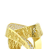 Altın Taşlı Tasarım Yüzük - 14K