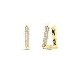 Taşlı Altın Tasarım Küpe - 14K