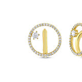 Altın Taşlı Tasarım Küpe - 14K