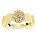 Altın Taşlı Tasarım Yüzük - 14K