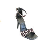 Kadın İnce Topuklu Abiye Ayakkabı  Yeni Sezon İnce Bantlı 10 cm Siyah  Yeşil