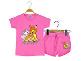 Kız Çocuk Şortlu Takım Tavşan Ceylan Baskılı