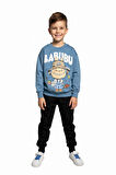 Labubu Desenli Erkek Çocuk Mavi Renk Eşofman Takım