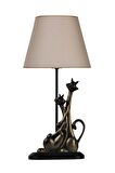 Qdec Modern Dizayn Kedi Abajur Gold Bej qdeckediabj004