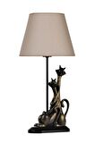 Qdec Modern Dizayn Kedi Abajur Gold Bej qdeckediabj004