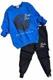 Basketball Yazı Desenli Mavi Renk Erkek Çocuk Eşofman Takımı