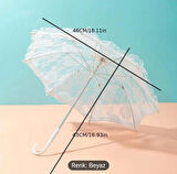 Şemsiye (Gelin-Düğün-Özel günler icin) Beyaz Dantelli 45-43 boyutlarinda