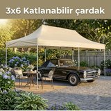 Missidea 3x6 Katlanır Bahçe Tentesi Krem Polyester Su Geçirmez