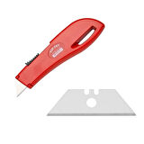 Vip-Tec Maket Bıçağı ( Falçata Trapez Tip  ) Güvenlikli + 10'lu Yedeği 0,60 Mm 