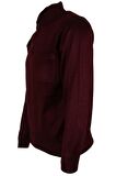 Erkek Bordo Kazak Polo Yaka Yünlü Klasik Normal Kesim RAR00653 Bordo-S