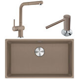 Franke Maris MRG 110-72 Granit Eviye-Active Plus Doccia 2.0 Armatür-Sıvı Sabunluk Üçlü Set Oyster