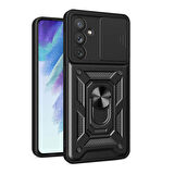 Samsung Galaxy A54 Uyumlu Magnetik Standlı Kamera Korumalı Sert Sürgülü Koruyucu Kapak