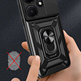 İnfinix Hot 30İ Uyumlu Magnetik Standlı Kamera Korumalı Sert Sürgülü Koruyucu Kapak