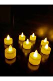 6 Adet Sarı Işıklı Led Mum El Mumu Tealight Piller Dahil Kullanıma Hazır