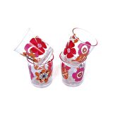 AKRİLİK SU BARDAĞI 4 LÜ SET KIRMIZI PAPATYALI 9X9X8CM 400ML
