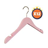 Nyn Ahşap 7-14 Yaş Genç Çocuk Elbise Askısı Pembe Renk 12 Adet