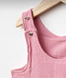 Kalp Punch İşlemeli Salopet Takım - Pembe