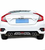 Honda Civic Fc5 4 eksoz görünümlü difüzör gri 2016-2019 arası modeller