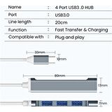 Daytona 809-CC Macbook Uyumlu Type-C to 4* USB 3.0 Splitter 5 Gbps Çevirici Hub Adaptör