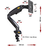 North Bayou NB F80 17"-30" Amortisörlü 2-9 kg Monitör Standı Yeni Tasarım 2023 Black Edition