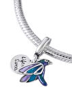 Mor ve Mavi Kuş Charm | 925 Ayar Gümüş