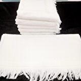KANAVİÇE İŞLEME KADİFE SOFT BEYAZ HAVLU SETİ 6 ADET 50 X 90 CM